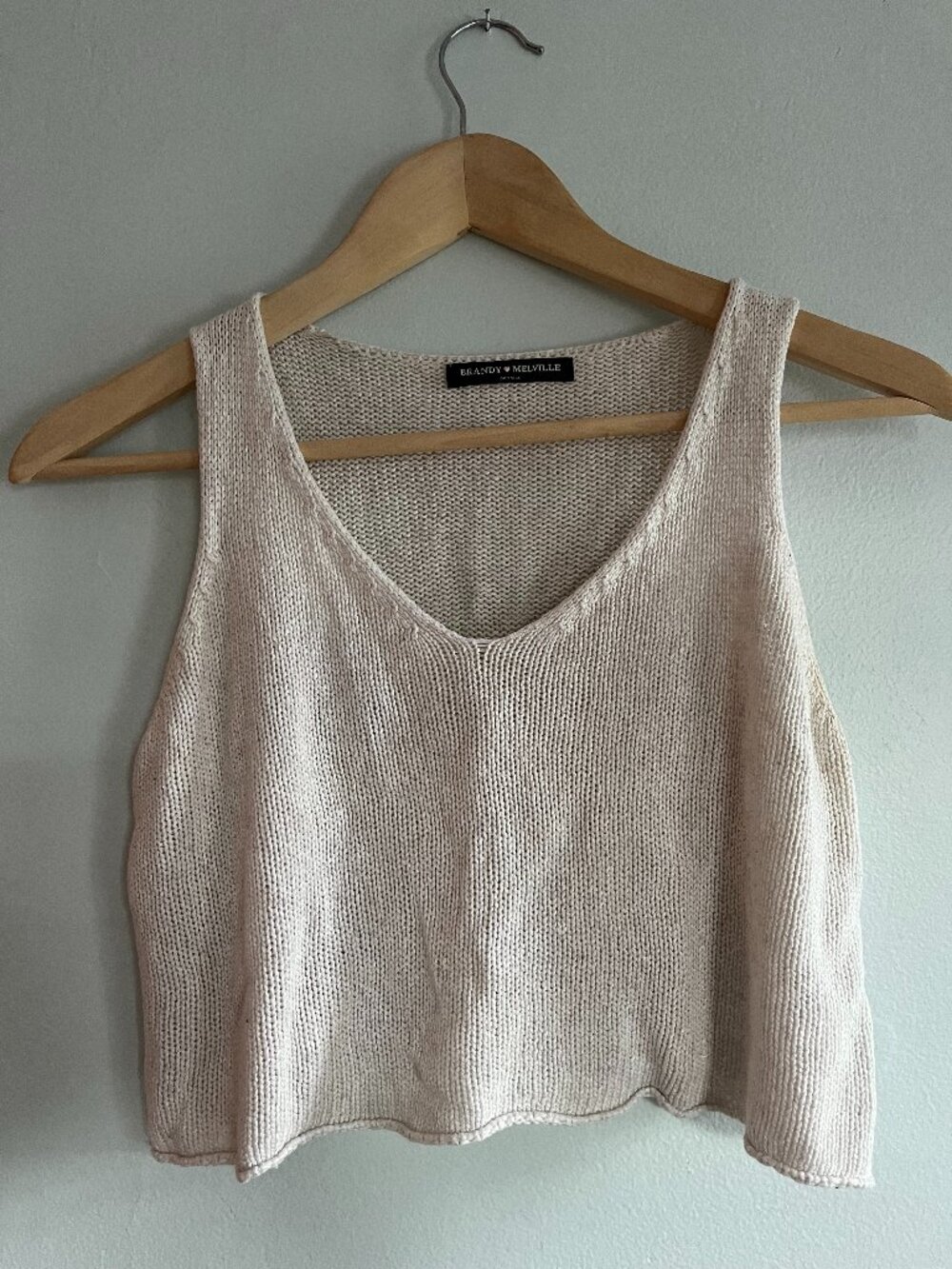 Brandy Melville Knit Crop Tank Top Cream